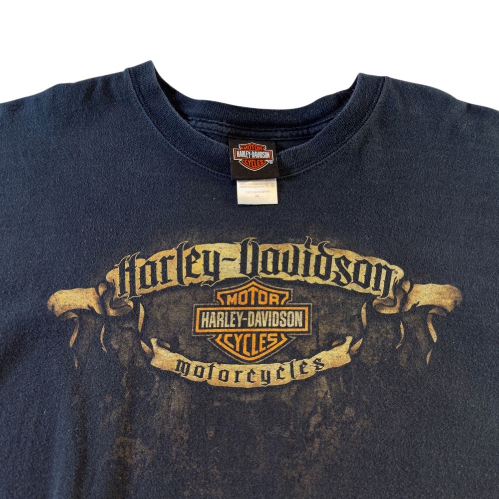 Harley-Davidson Augusta Maine Skull Graphic T-Shirt Black XL 2010 Biker